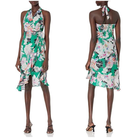 Parker Addie Emerald Floral Silk-Blend Wrap Dress - Picture 5 of 11